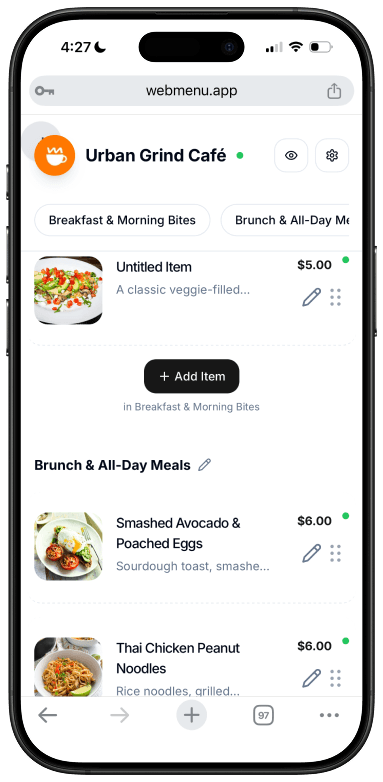 WebMenu - Menu Editing Interface