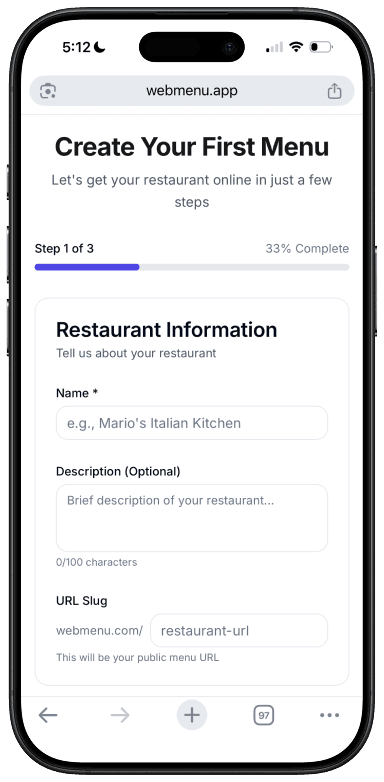 WebMenu - Create Your Restaurant